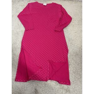 VTG VICTORIA'S SECRET Gold Label Hot Pink‎ Cotton Striped Midi Nightgown Size M
